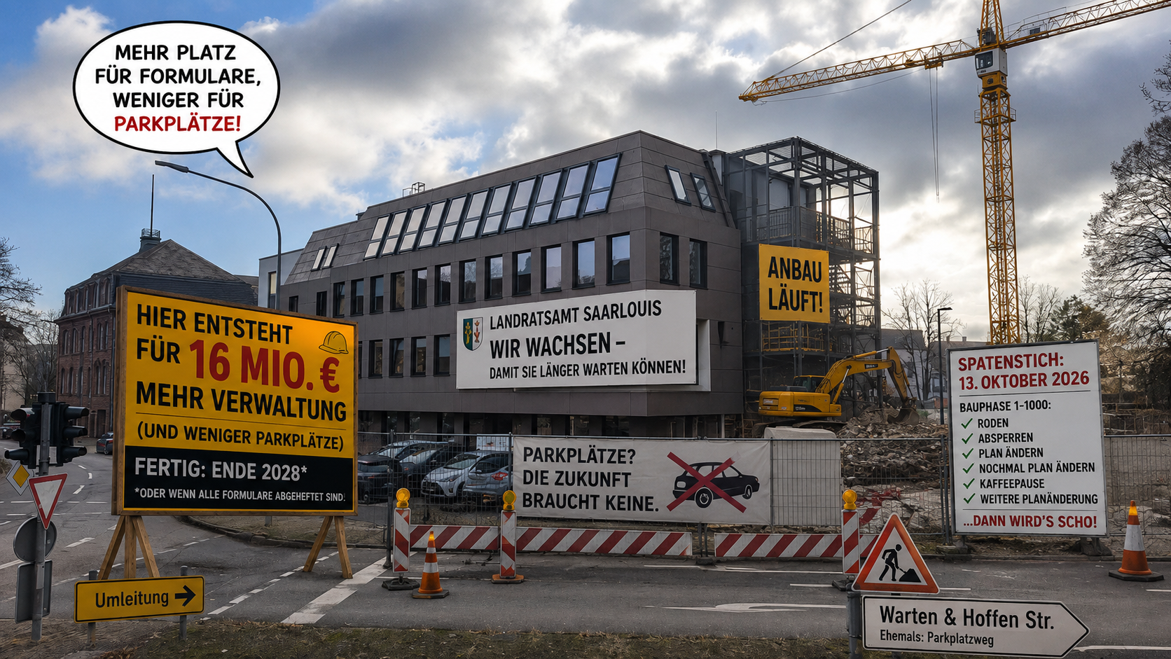 16 Millionen fürs Amt – weil de Zeddel jo irgendwo hin muss 🏗️💸